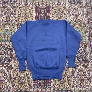 VTG NWOT 60s 70s Red Blue Cotton Double V Crewneck Sweatshirt Royal Blue 32 XS